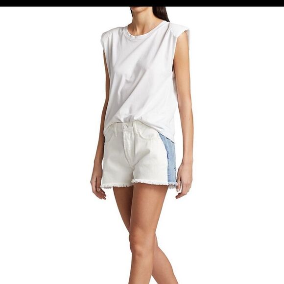 NEW 7 FOR ALL MANKIND
Monroe Colorblock Cut Off Denim Shorts - Picture 1 of 10